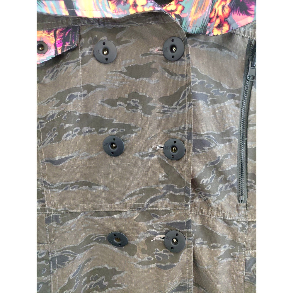 VTG Hurley Double Breasted Women LARGE Hood Camo VIVID Hawaiian Pink Y2K Skater - Picture 3 of 16